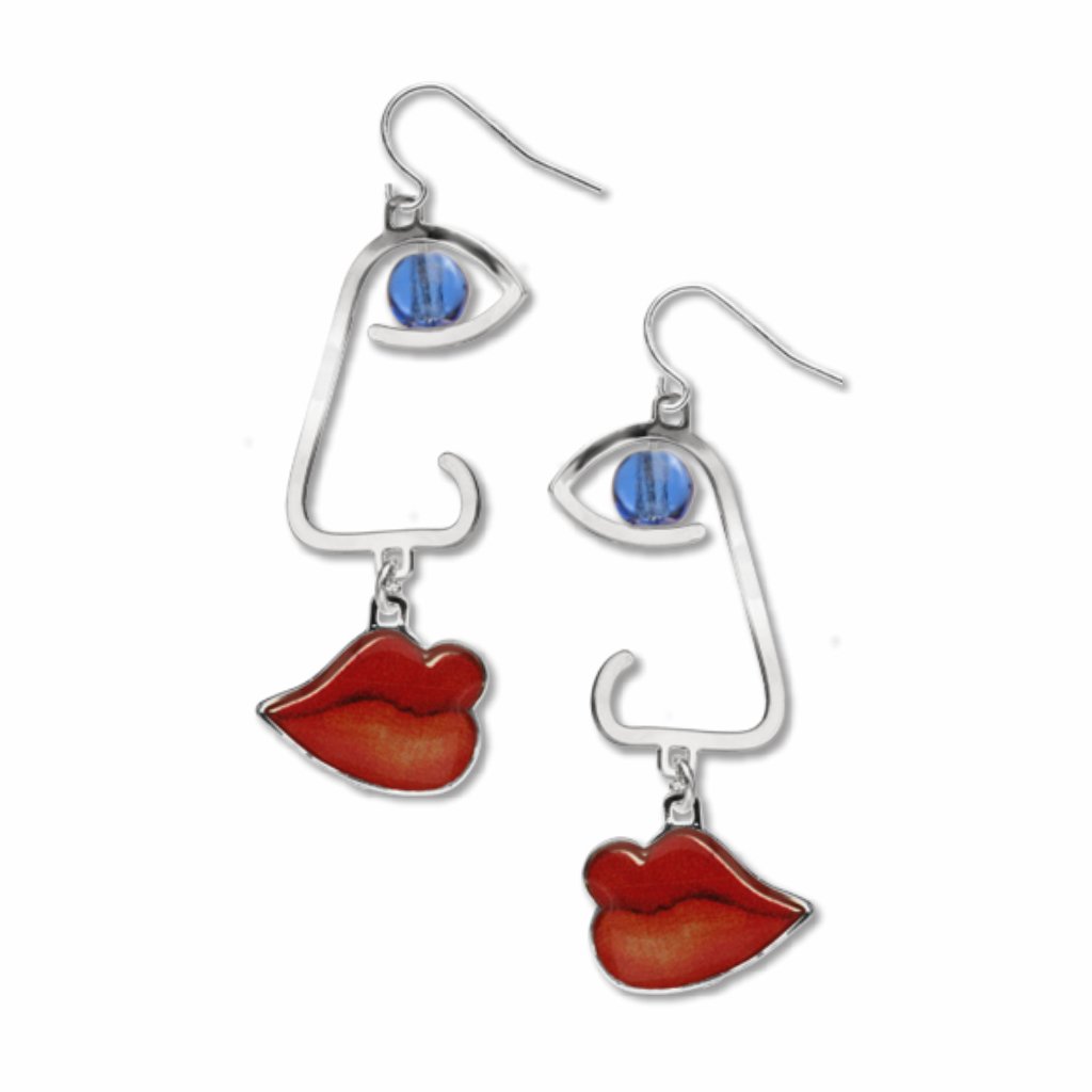 cubist-profile-sapphire-bead-giclee-print-domed-earrings-photo