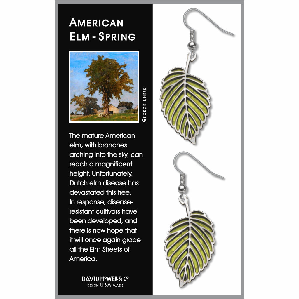 American Elm Leaf In Spring Earrings