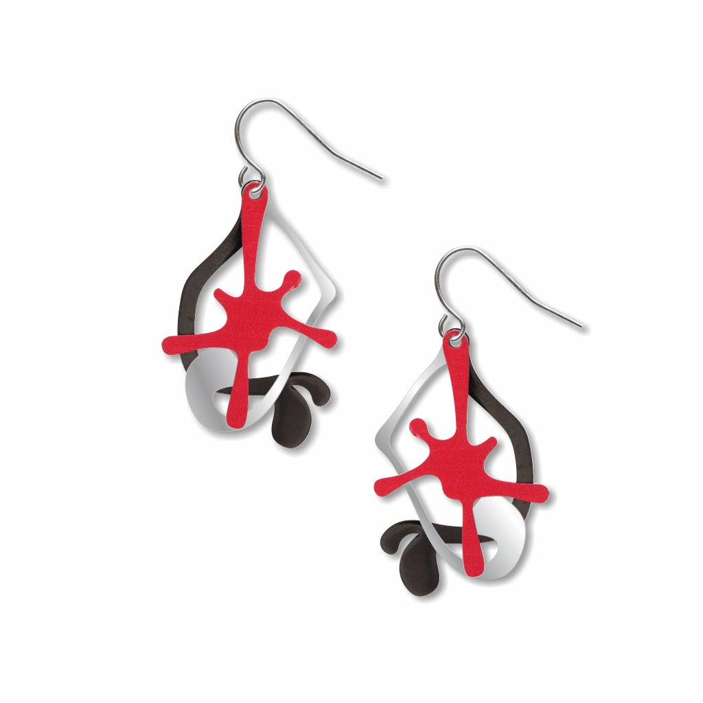 splatters-red,silver-&-black-earrings-photo