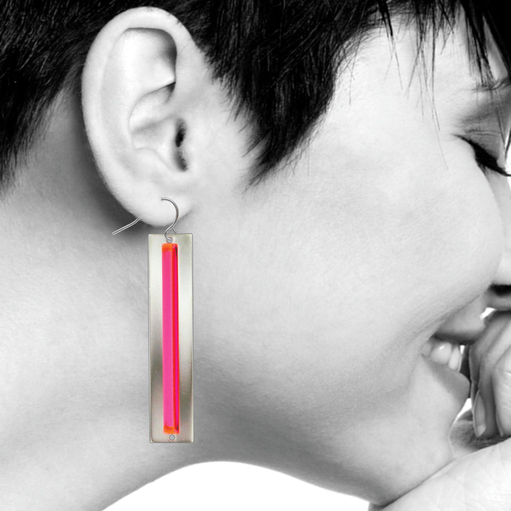 Florescent Light Works Pink Earrings