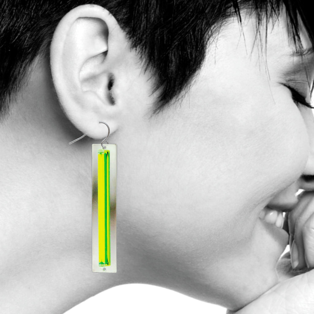 Florescent Light Works Lime Earrings