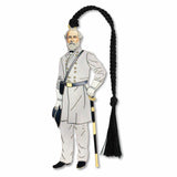 A silver metal bookmark featuring an illustration of General Robert E. Lee in Confederate general's uniform, holding a sword, with a black braided tassel.