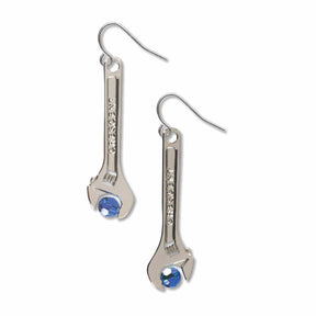 Wrenches for Wenches blue dangle earrings for the patriotic gift