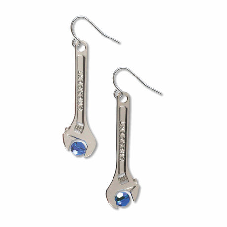 Wrenches for Wenches blue dangle earrings for the patriotic gift